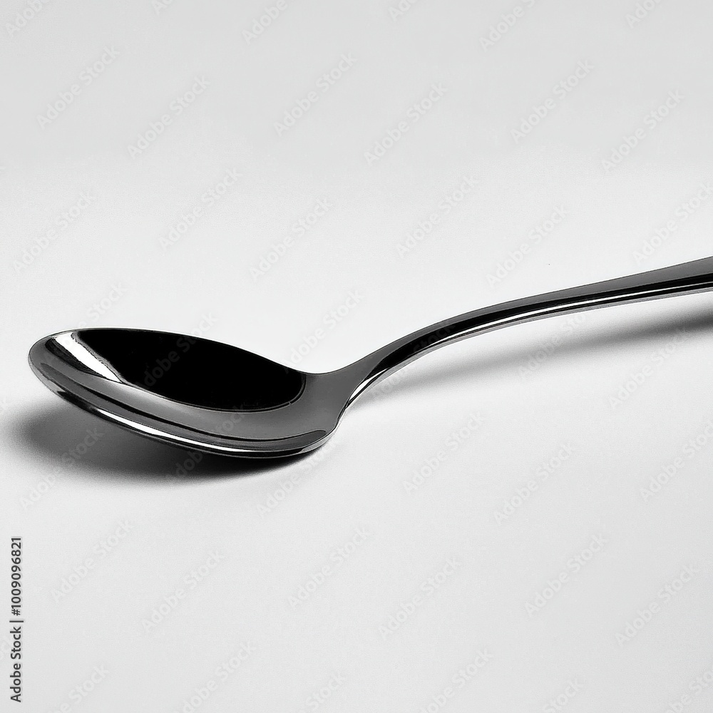 A shiny metal spoon resting on a smooth surface, showcasing its sleek design and functionality. A shiny metal spoon resting on a smooth surface, showcasing its sleek design and functionality.