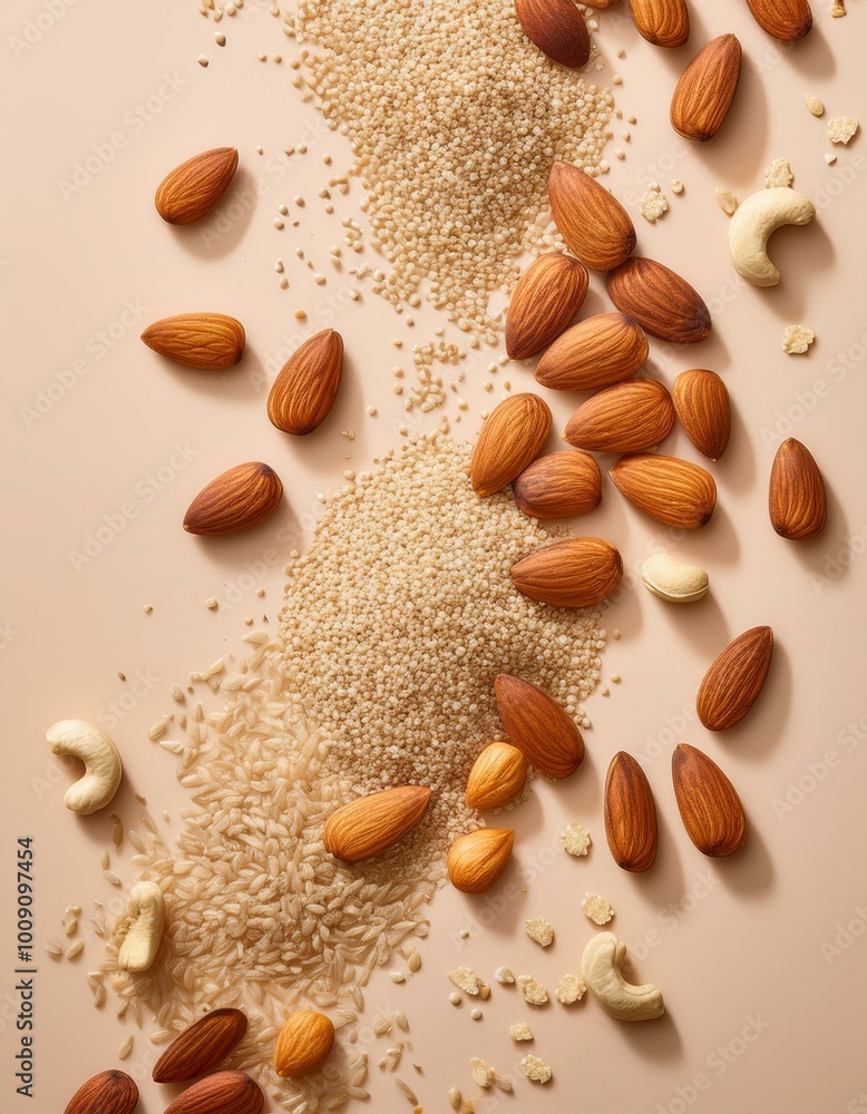 Healthy Nuts and Seeds Variety on bright brown background. Feast: A Colorful Assortment of Nuts and Seeds. Nature's Pantry: A Diverse Collection of Wholesome Nuts and Seeds. Healthy Nuts and Seeds Variety on bright brown background. Feast: A Colorful Assortment of Nuts and Seeds. Nature's Pantry: A Diverse Collection of Wholesome Nuts and Seeds.