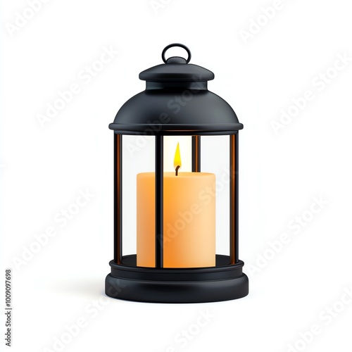 Elegant black lantern with a warm candle, perfect for creating a cozy atmosphere in home decor or outdoor settings.