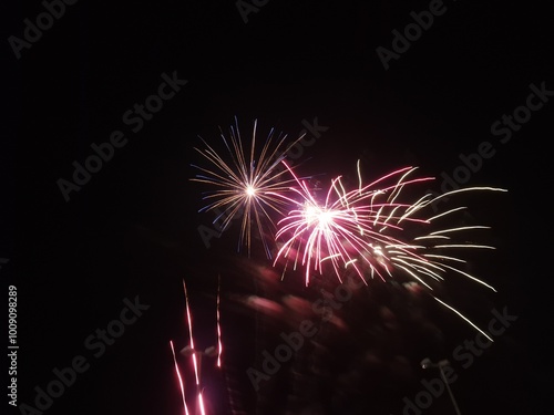 Long exposure fireworks at night photo