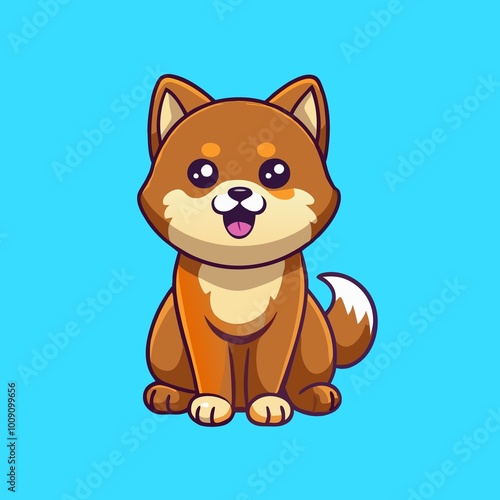 Cute Shiba Inu Dog Sitting Cartoon Character Mascot