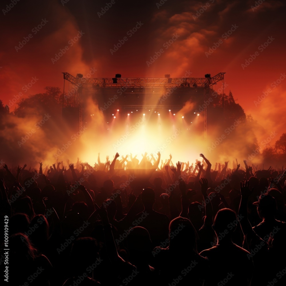 Concert silhouette music crowd. Concert silhouette music crowd.