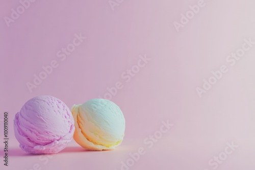 Colorful Ice Cream Scoops in Pastel Shades