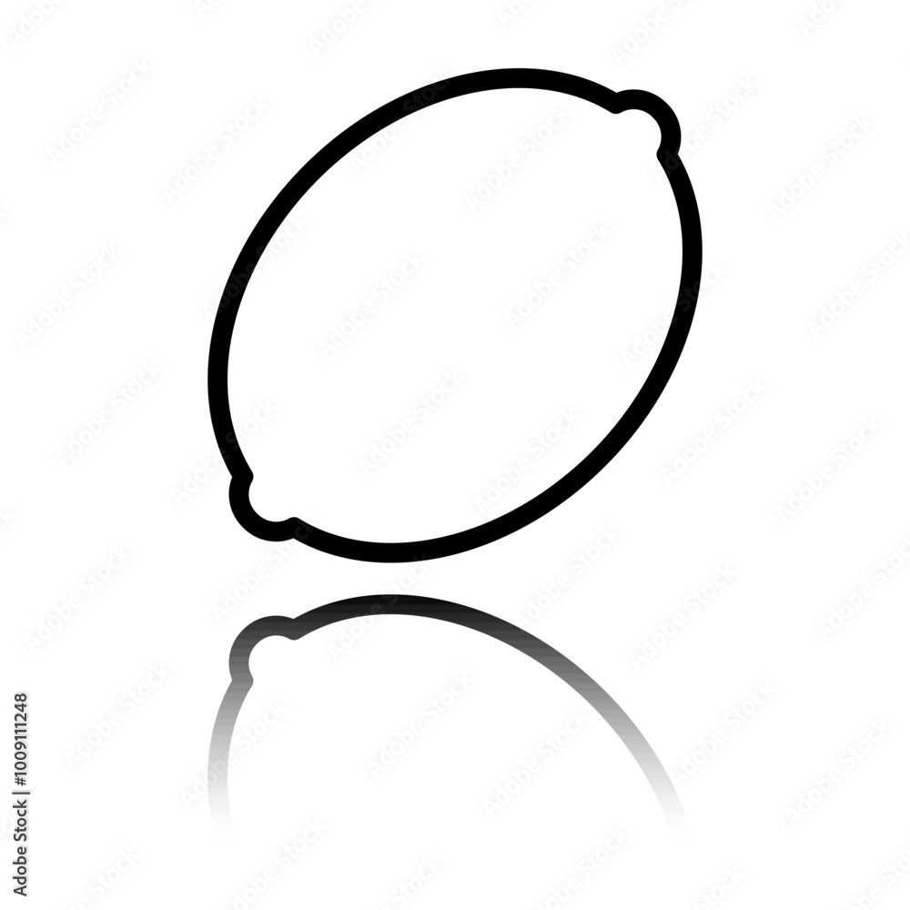 Lemon simple icon vector. Flat design. Black icon with mirror reflection. White background Lemon simple icon vector. Flat design. Black icon with mirror reflection. White background