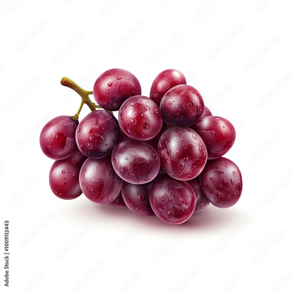 Fresh red grapes with water droplets on a white isolated background. Fresh red grapes with water droplets on a white isolated background.