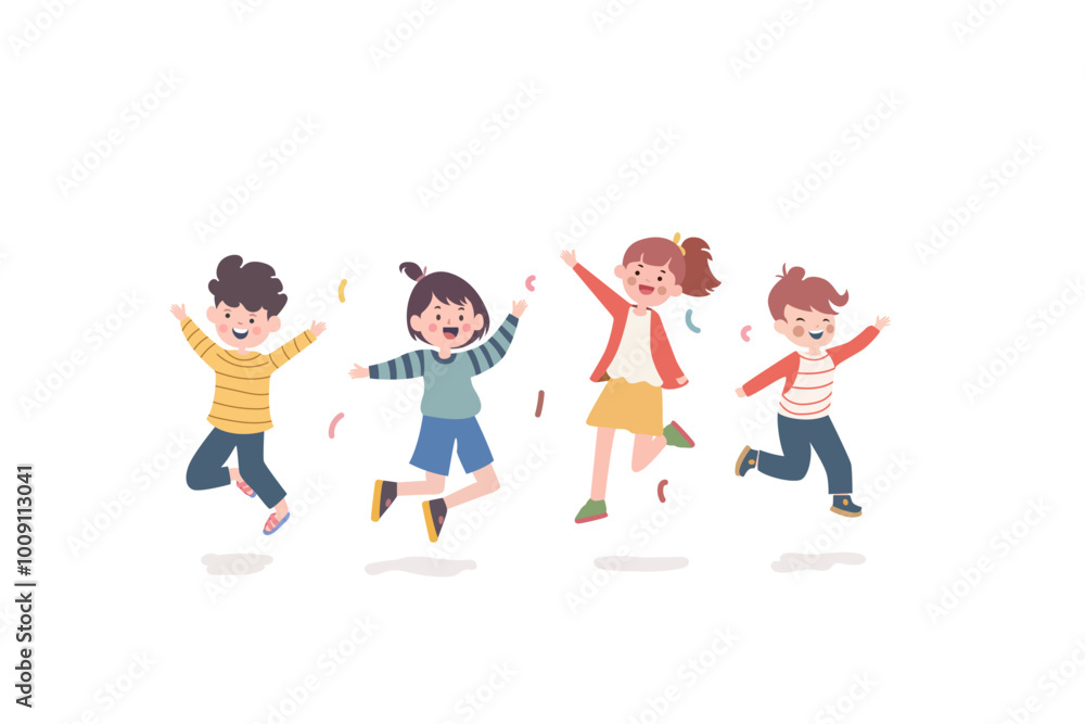 Fototapeta premium kids playing illustration fun playful friendship children nature childhood