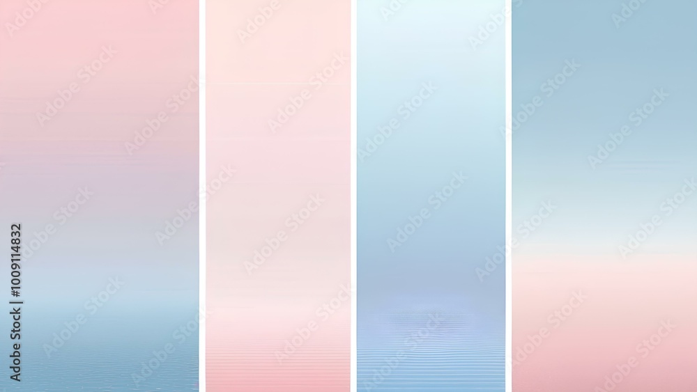 Naklejka premium Smooth vertical lines fade gently from pink to soft blue, evoking calm and tranquility