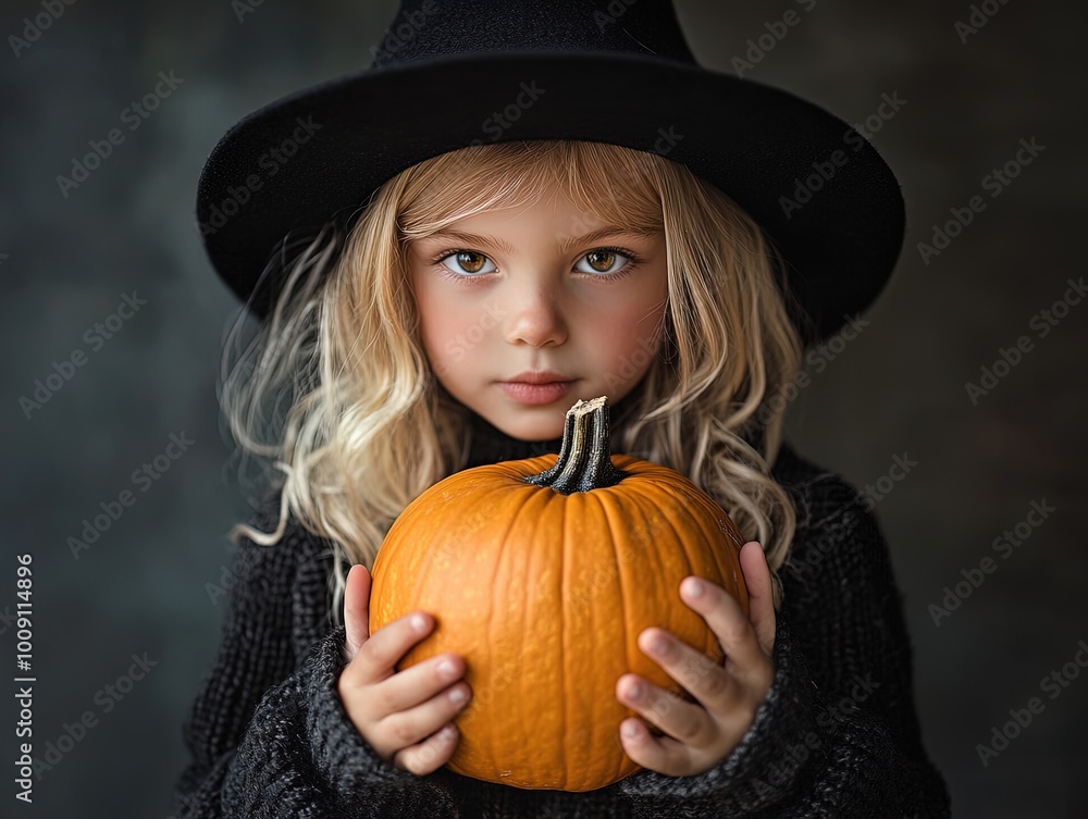 Enchanting Autumn Bliss: A Young Girl with Blonde Curls and a Pumpkin – Perfect Poster for Cozy Home Decor or Seasonal Sports Lounge Ambiance Enchanting Autumn Bliss: A Young Girl with Blonde Curls and a Pumpkin – Perfect Poster for Cozy Home Decor or Seasonal Sports Lounge Ambiance