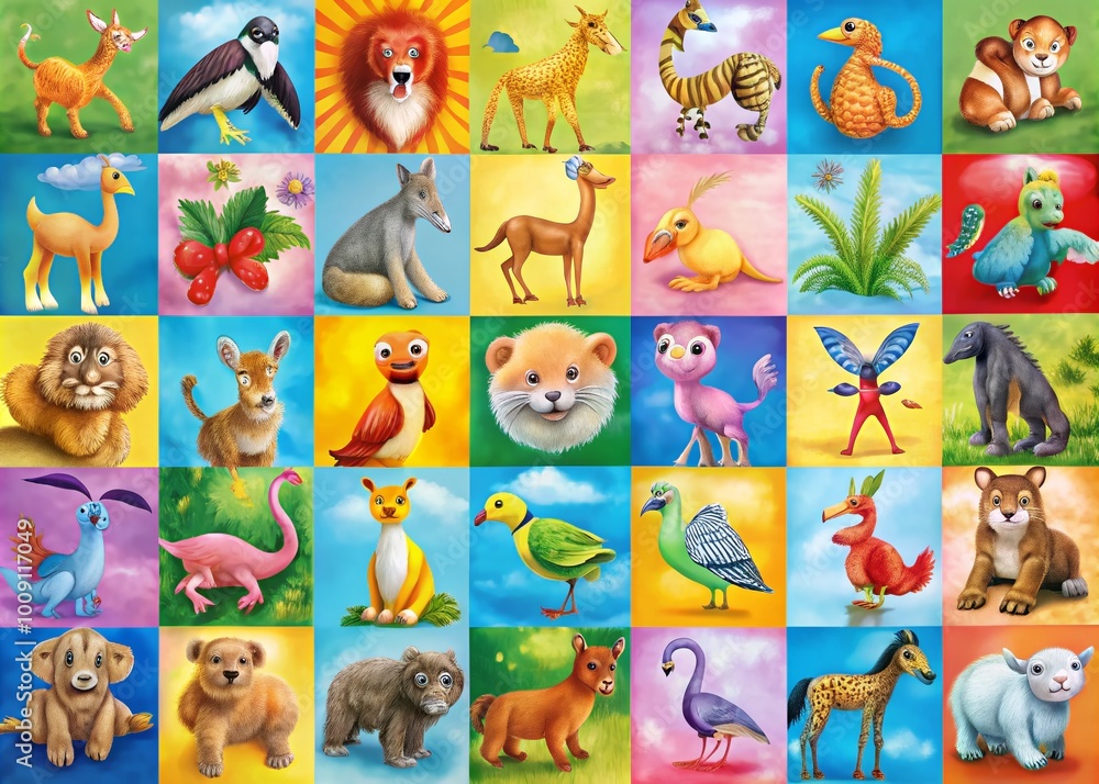 Fototapeta premium Colorful ABC Animals Alphabet Chart for Kids Learning and Educational Purposes in Bright Design