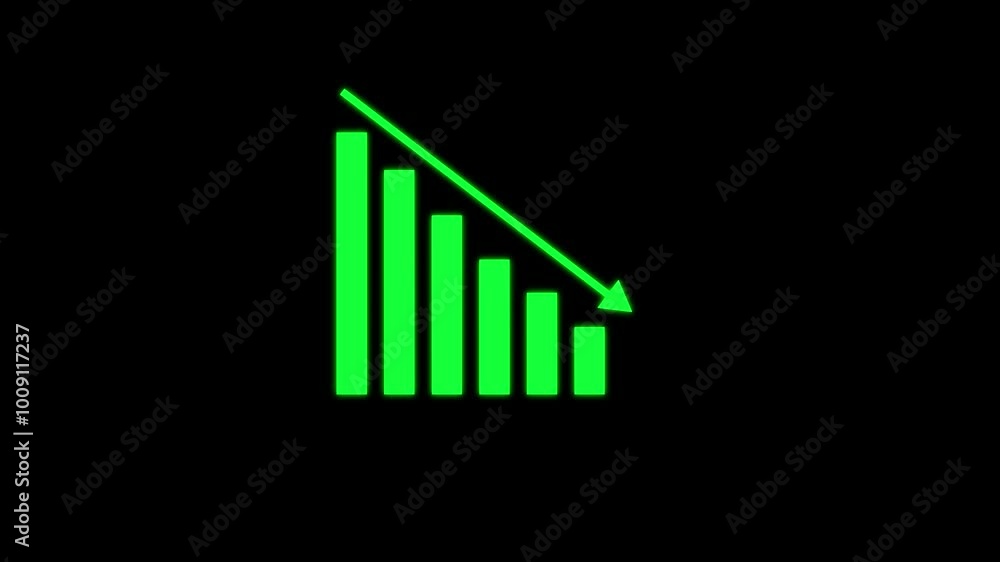 Financial business Loss down graph chart. business loss concept. tech style glowing graph animation Financial business Loss down graph chart. business loss concept. tech style glowing graph animation