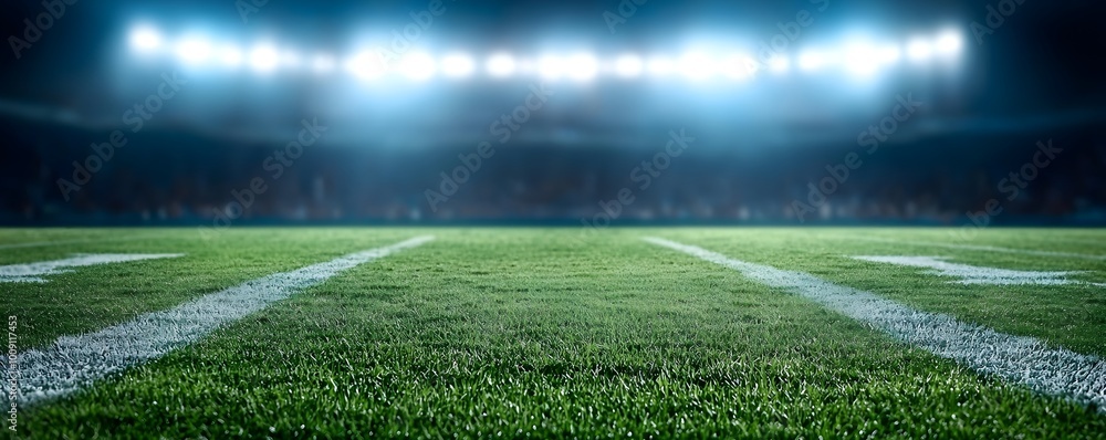 Obraz premium Futuristic High-Tech American Football Arena with LED Lights - Innovative Seating and Electric Atmosphere of Excitement