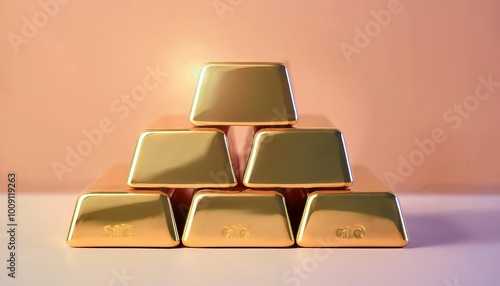 A pyramid of shiny gold bar...