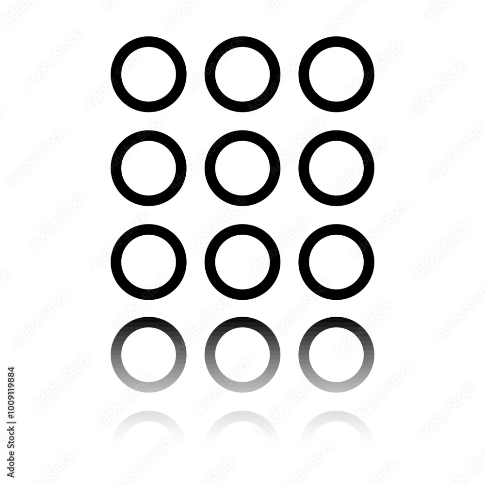 Menu simple icon, vector. Flat design. Black icon with mirror reflection. White background Menu simple icon, vector. Flat design. Black icon with mirror reflection. White background