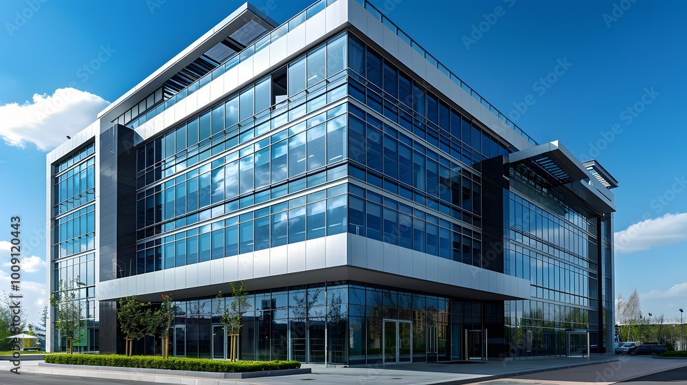 Impressive View of a Large Modern Office Building Showcasing Contemporary Architecture and Urban Design
