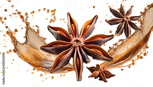 Star anise Splashes . Generative AI.