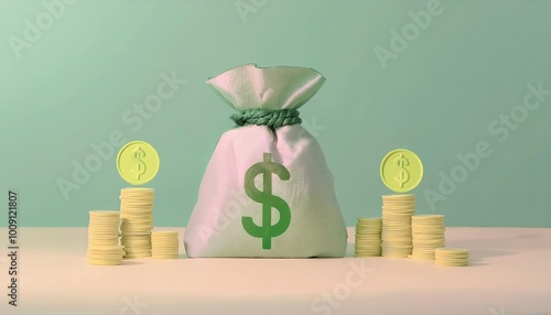 A money bag with a dollar s...