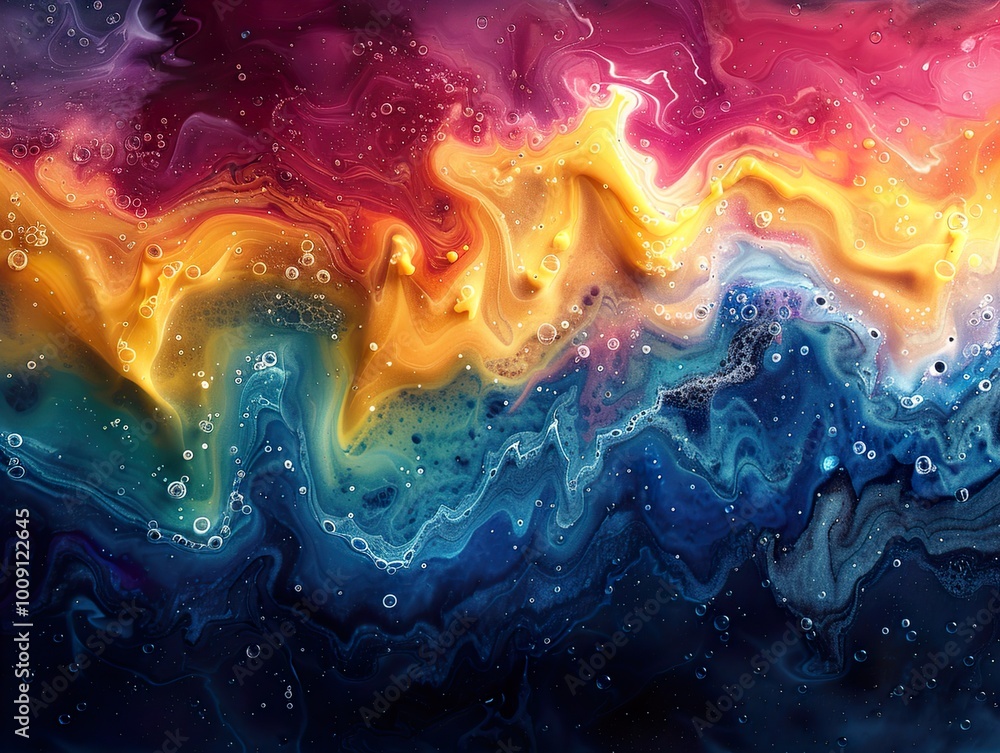 Abstract Fluid Art: Swirling Colors and Bubbles Abstract Fluid Art: Swirling Colors and Bubbles