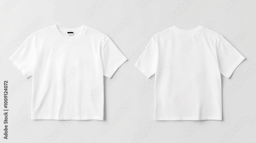Front and back view of white oversized cotton T-shirt mockup Front and back view of white oversized cotton T-shirt mockup