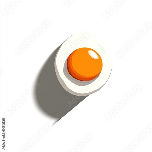 A stylized illustration of a fried egg with a bright orange yolk and white egg white.