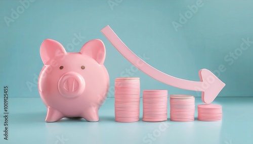 A pink piggy bank with decr...
