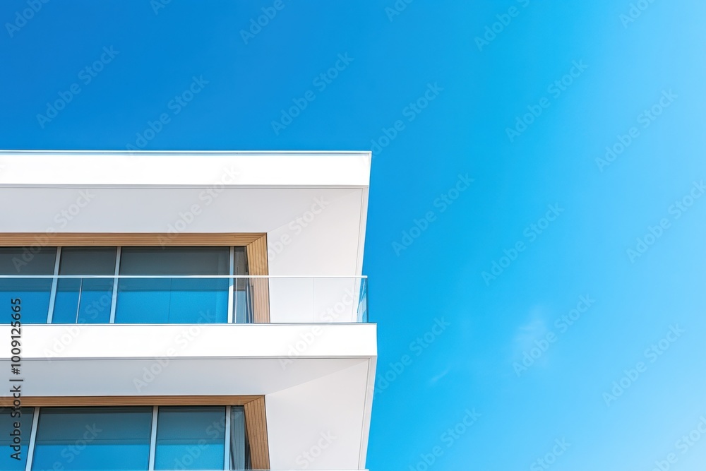 Modern Architectural Design Against Clear Blue Sky Modern Architectural Design Against Clear Blue Sky