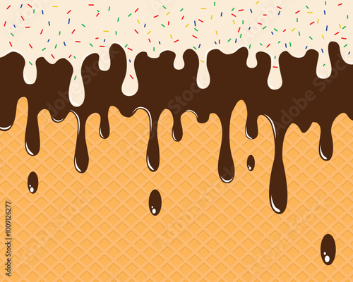 Vector illustration of ice cream with chocolate and vanilla flavors. Perfect for wallpapers, assets, etc