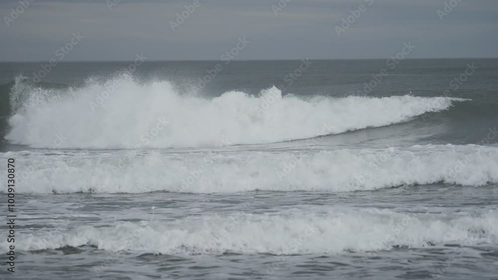 Slow Motion. High waves forming and crushing in the ocean. Slow Motion. High waves forming and crushing in the ocean.