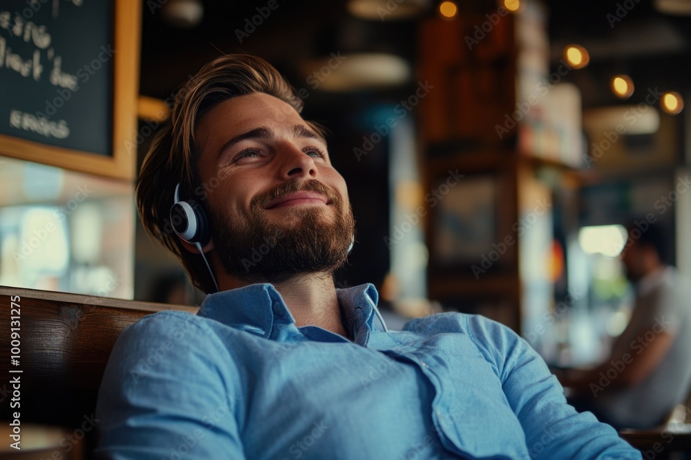 A person sits on a bench wearing headphones, possibly enjoying music or tuning out the surroundings A person sits on a bench wearing headphones, possibly enjoying music or tuning out the surroundings