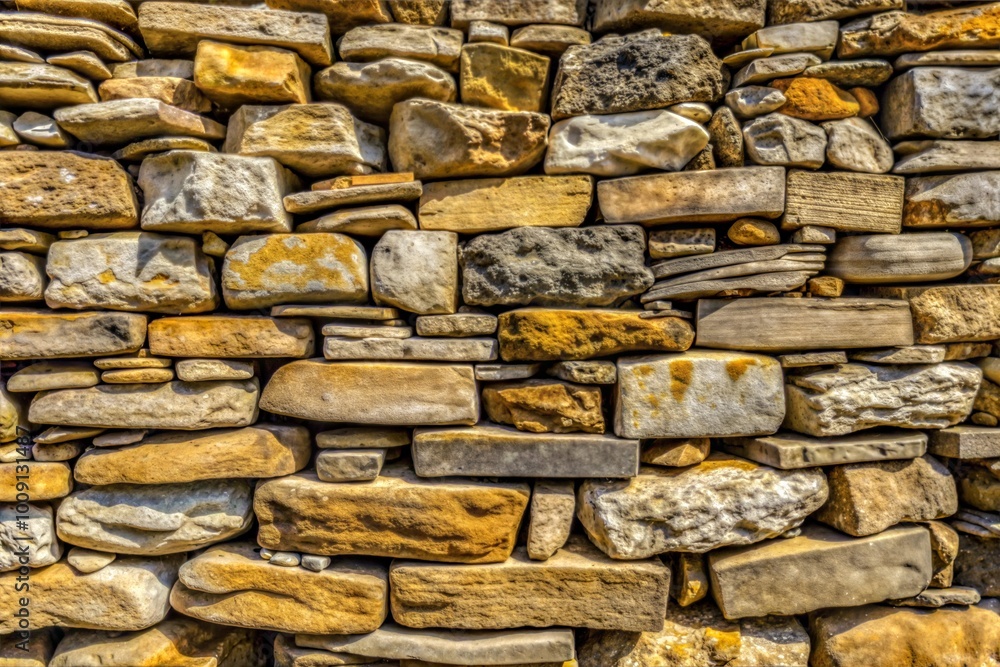 Rustic stone wall showcasing shapes and sizes of stones Rustic stone wall showcasing shapes and sizes of stones