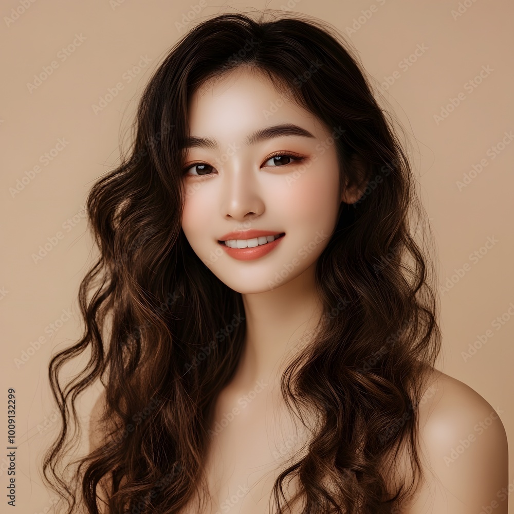 A young woman with a warm smile, dark wavy hair, and luminous skin is captured in a portrait against a soft, neutral backdrop. A young woman with a warm smile, dark wavy hair, and luminous skin is captured in a portrait against a soft, neutral backdrop.