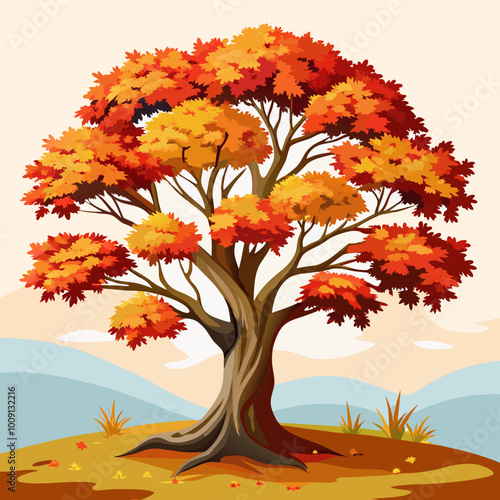 maple tree autumn vector illustration 