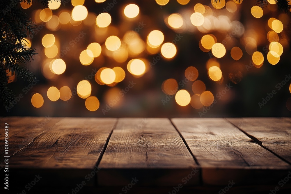 A wooden table with lights shining from behind, ideal for use as a prop or set dressing A wooden table with lights shining from behind, ideal for use as a prop or set dressing