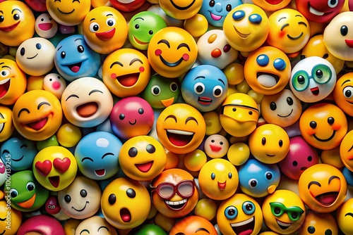 Colorful emoji collection depicting various emotions and expressions for digital communication use