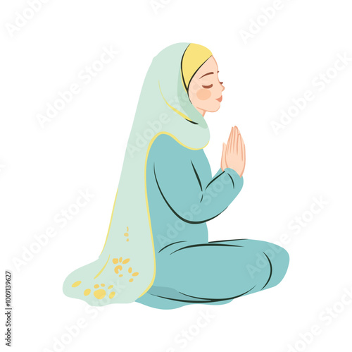 Muslim Prayer Islamic Vector Flat Illustration