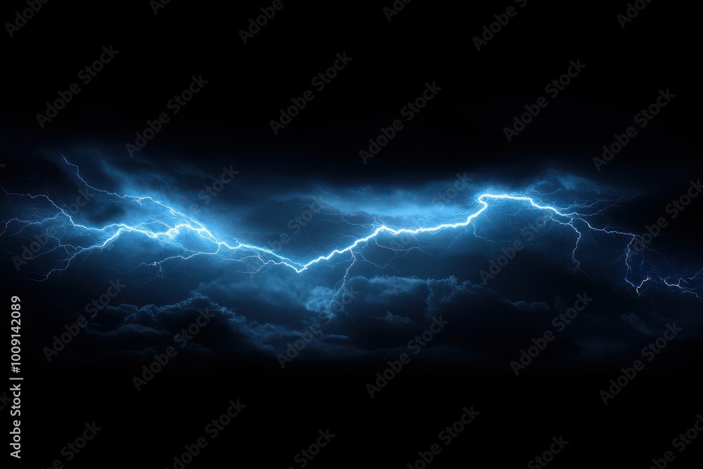Striking Blue Lightning Illuminates Dark Sky Striking Blue Lightning Illuminates Dark Sky