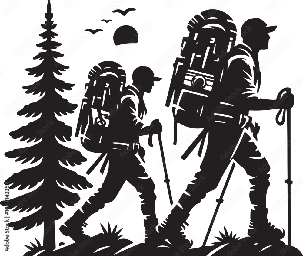 mountaineer climber hiker people, vector silhouette collection. Hiker Silhouettes. hiking man with rucksacks silhouette. mountaineer climber hiker people, vector silhouette collection. Hiker Silhouettes. hiking man with rucksacks silhouette.