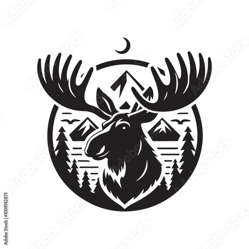 Moose in the Mist: A Quiet Morning Moose silhouette vector