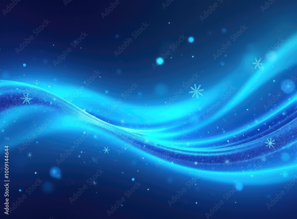 Fototapeta premium Abstract modern blue waves background or backdrop with glow and bokeh