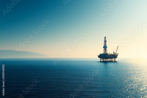 Oil Rig Standing Tall on the Open Ocean