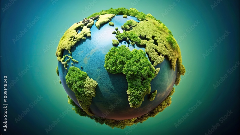 Fototapeta premium Eco friendly earth globe spotted in organic nature inspired forms symmetrical