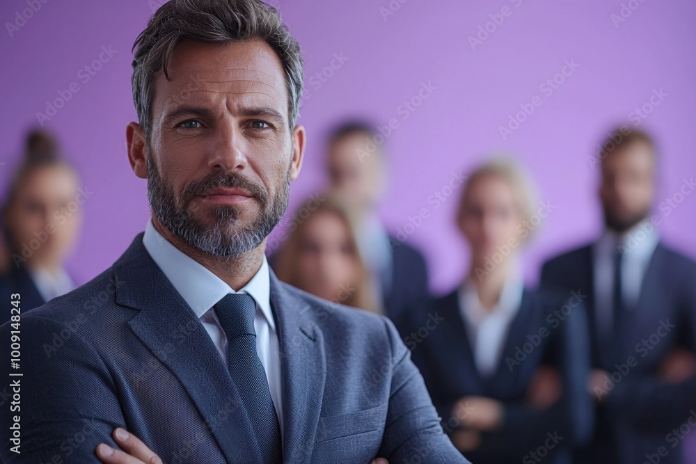 Confident businessman leading a professional team Confident businessman leading a professional team