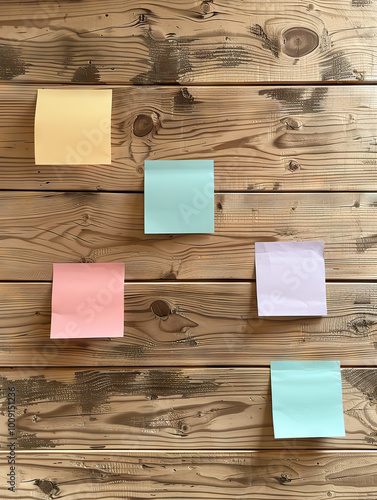 colorful stickers on a wooden background