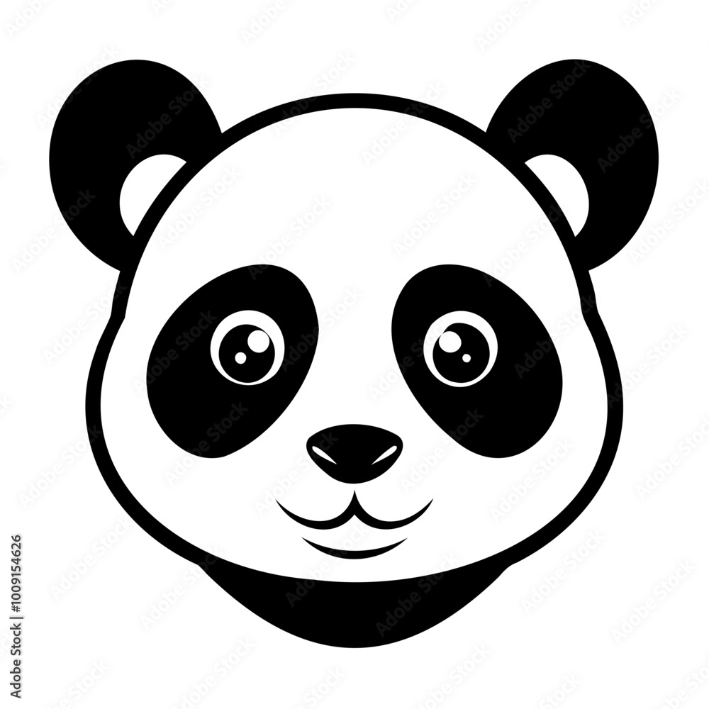 A cute panda head black silhouette For Logo Design Isolated on Transparent background A cute panda head black silhouette For Logo Design Isolated on Transparent background