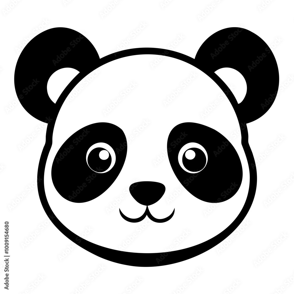 A cute panda head black silhouette For Logo Design Isolated on Transparent background A cute panda head black silhouette For Logo Design Isolated on Transparent background