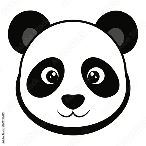 A cute panda head black silhouette For Logo Design Isolated on Transparent background