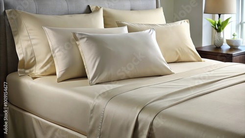 Egyptian cotton bed sheet and pillow Close-Up