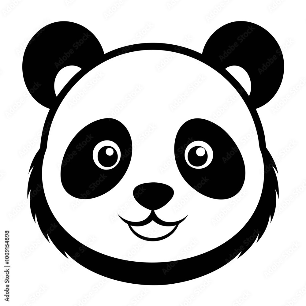 A cute panda head black silhouette For Logo Design Isolated on Transparent background A cute panda head black silhouette For Logo Design Isolated on Transparent background