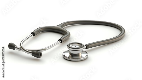 A stethoscope sits against a white background, symbolizing the precision and care of healthcare professionals.