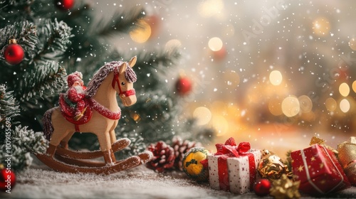 Christmas Rocking Horse with Presents