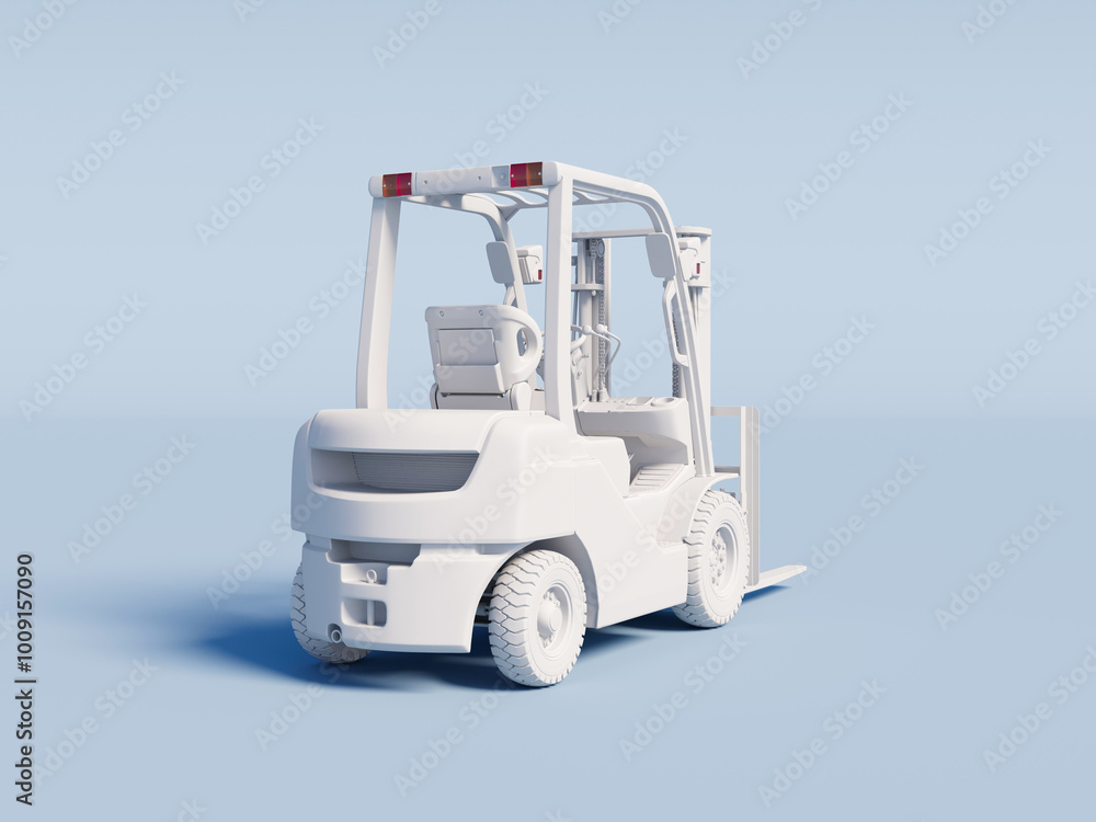White Forklift on a light blue background. 3D Rendering. White Forklift on a light blue background. 3D Rendering.
